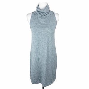 Leith Dress Women Small Heather Gray Jersey Sleeveless Turtleneck Shift Mini